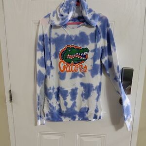 Womens Tie-Dye Gators Hoodie - Blue and White